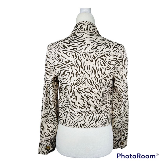 Anthropologie Ivory/Brown Zebra Print Cropped Pilcro Denim Trucker Jack… - Picture 6 of 16